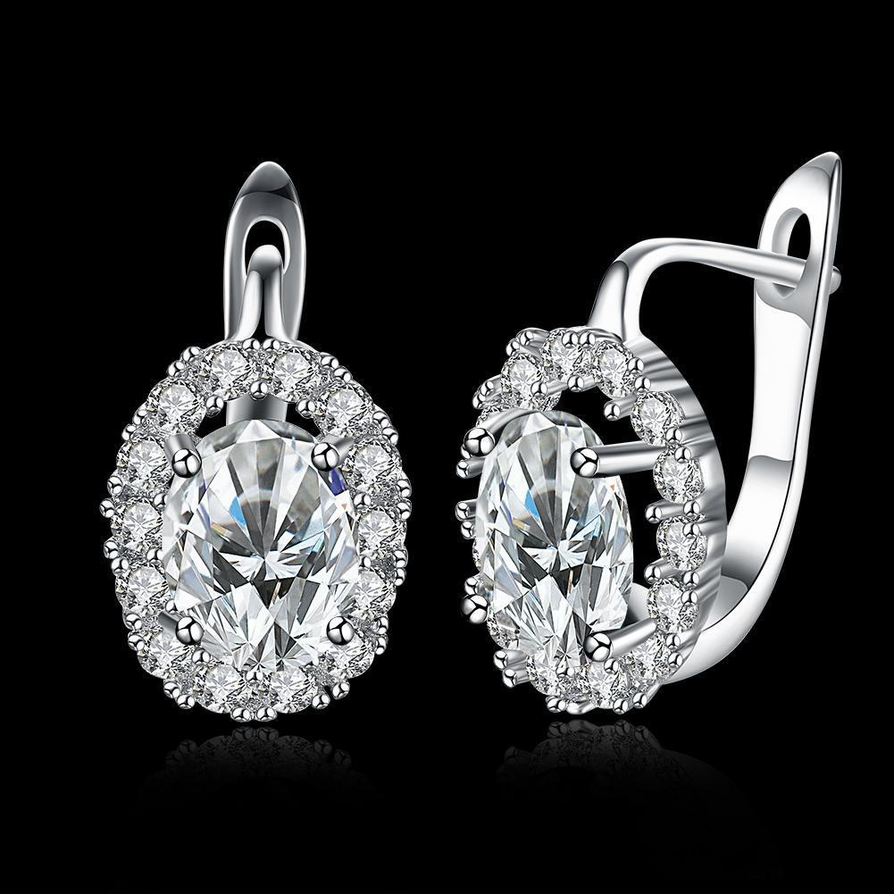 1.00 Ct Oval Cut Paris Style Leverback Earring in 18K White Gold-Accessories Earrings-NXTLVLNYC