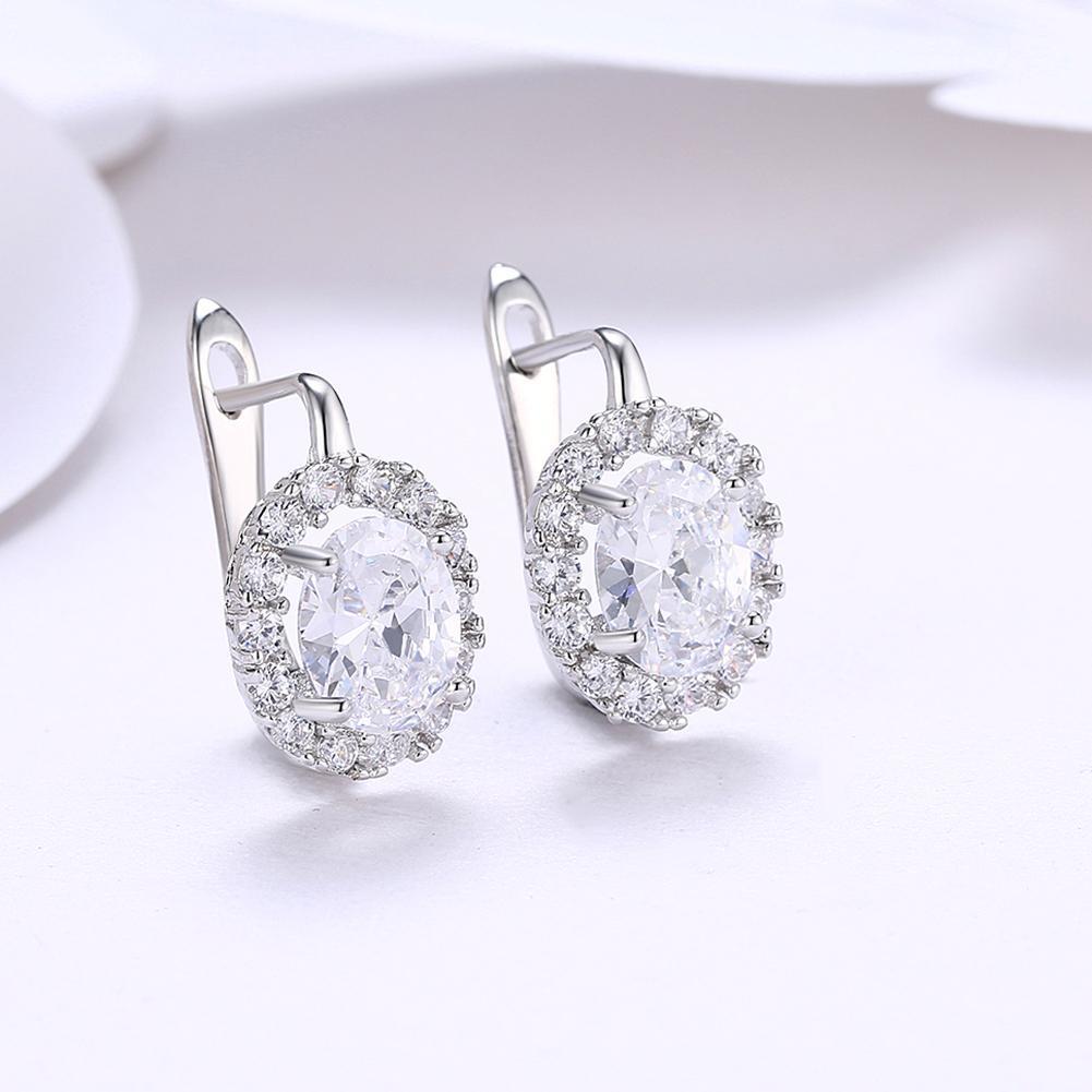1.00 Ct Oval Cut Paris Style Leverback Earring in 18K White Gold-Accessories Earrings-NXTLVLNYC