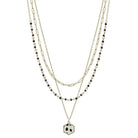 3 Layered Metal Crystal Bead Chain Hexagon Leopard Pendant Necklace-NXTLVLNYC