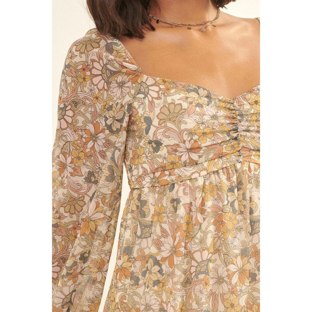 A Floral Print, Woven Mini Dress-NXTLVLNYC