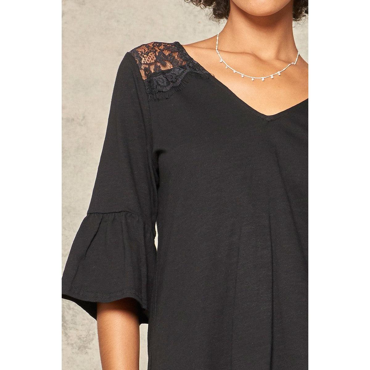 A Knit Top With Deep V Neckline And Yoke Design-Shirts & Tops-NXTLVLNYC