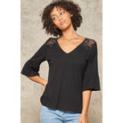 A Knit Top With Deep V Neckline And Yoke Design-Shirts & Tops-NXTLVLNYC