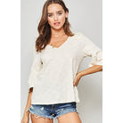 A Knit Top With Deep V Neckline And Yoke Design-Shirts & Tops-NXTLVLNYC