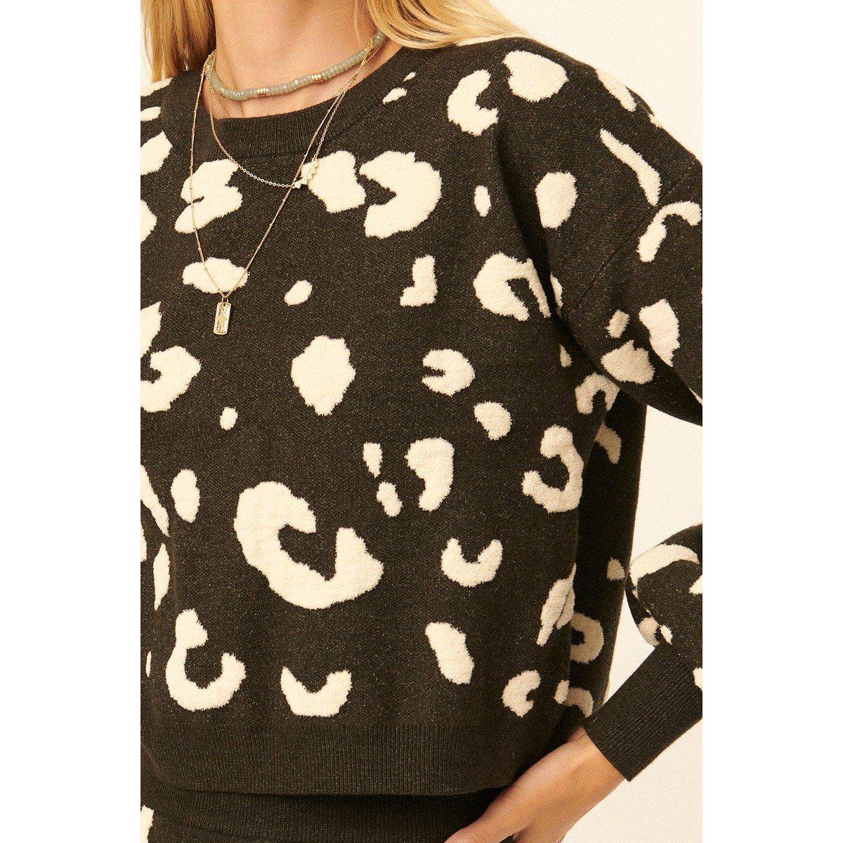 A Leopard Print Pullover Sweater-Clothing Sweaters-NXTLVLNYC