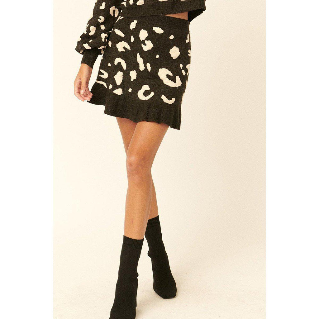 A Leopard-print Knit Mini Skirt-Dresses-NXTLVLNYC