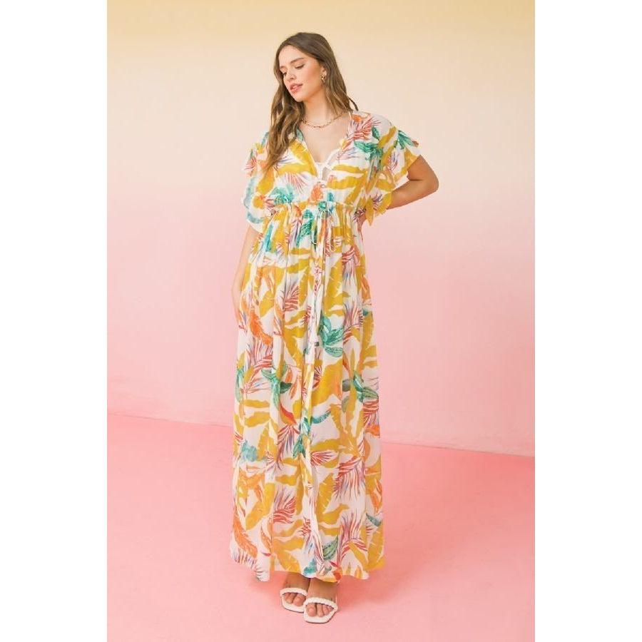 A Printed Woven Maxi Cover Up-Dresses-NXTLVLNYC