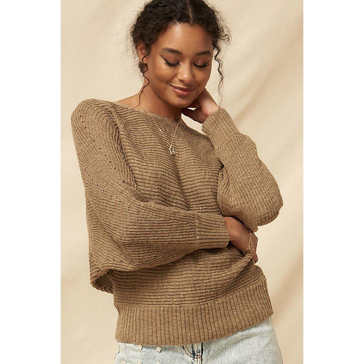 A Ribbed Knit Sweater-NXTLVLNYC