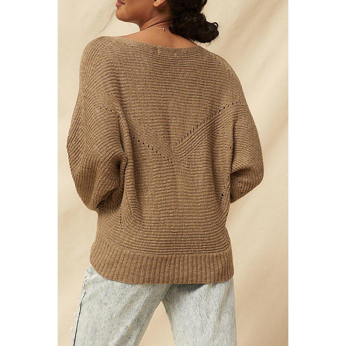 A Ribbed Knit Sweater-NXTLVLNYC