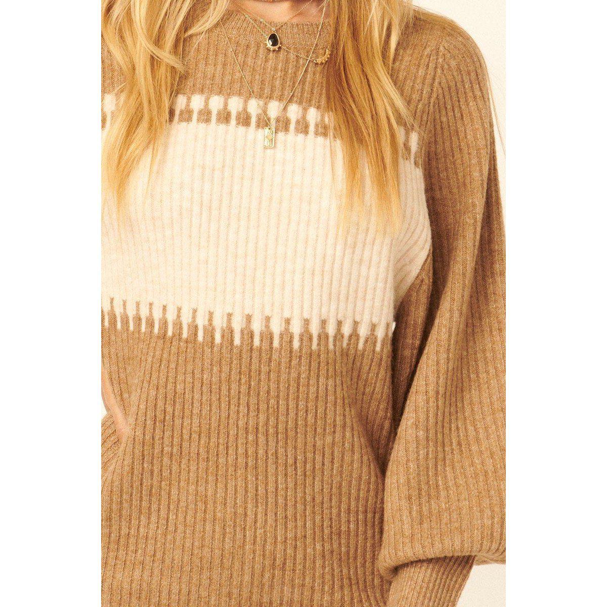 A Ribbed Knit Sweater Mini Dress-Clothing Dresses-NXTLVLNYC