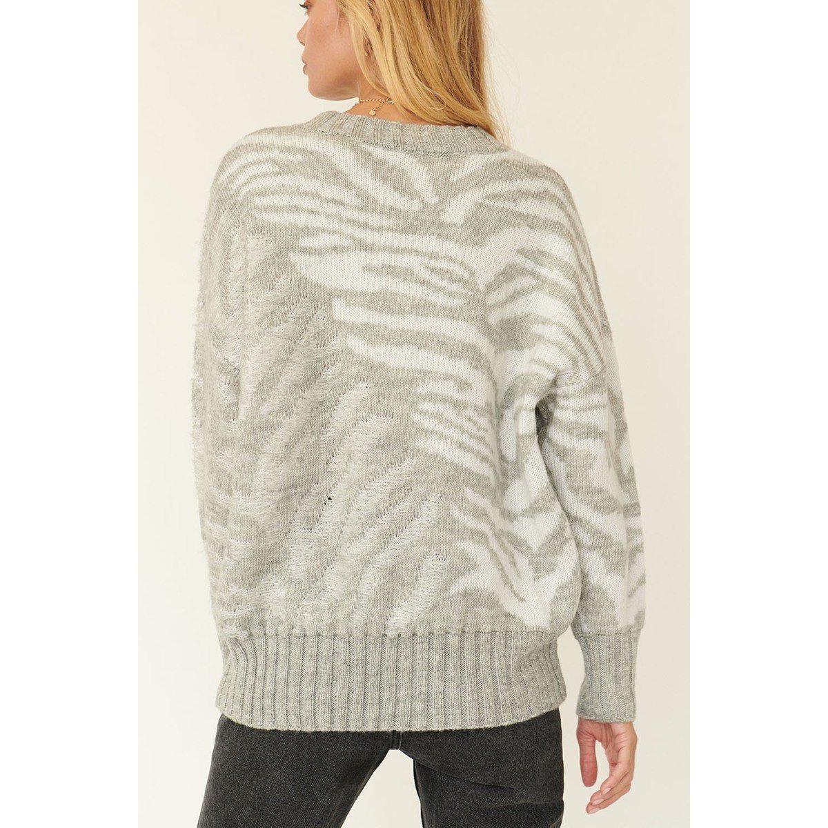 A Zebra Print Pullover Sweater-Clothing Sweaters-NXTLVLNYC
