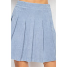 A-line Corduroy Pleated Mini Skirt-Clothing Dresses-NXTLVLNYC