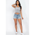 Adjustable Front Ruched With String Square Neck Crop Tops-Clothing Tops-NXTLVLNYC