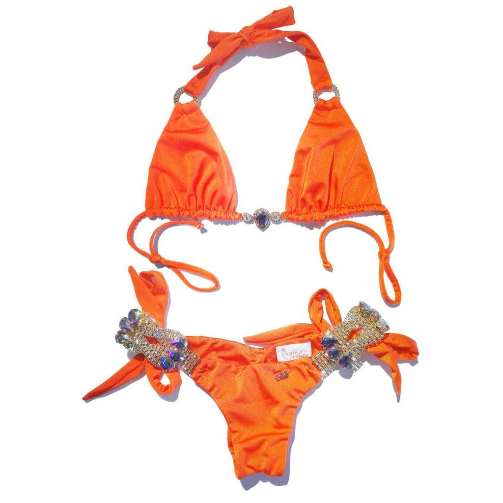 Amber Luxury Top & Tie Side Bottom - Orange-Sports & Entertainment - Swimming - Bikinis Set-NXTLVLNYC