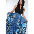Animal Chain Print Denim Tacked Maxi Skirt In Black Gold-Women - Apparel - Skirts - Maxi-NXTLVLNYC
