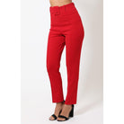 Ankle Tapered Self-fabric Buckle Belt Pants-Women - Apparel - Pants - Trousers-NXTLVLNYC