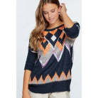 Aztec Pattern With Glitter Accent Sweater-Clothing Sweaters-NXTLVLNYC
