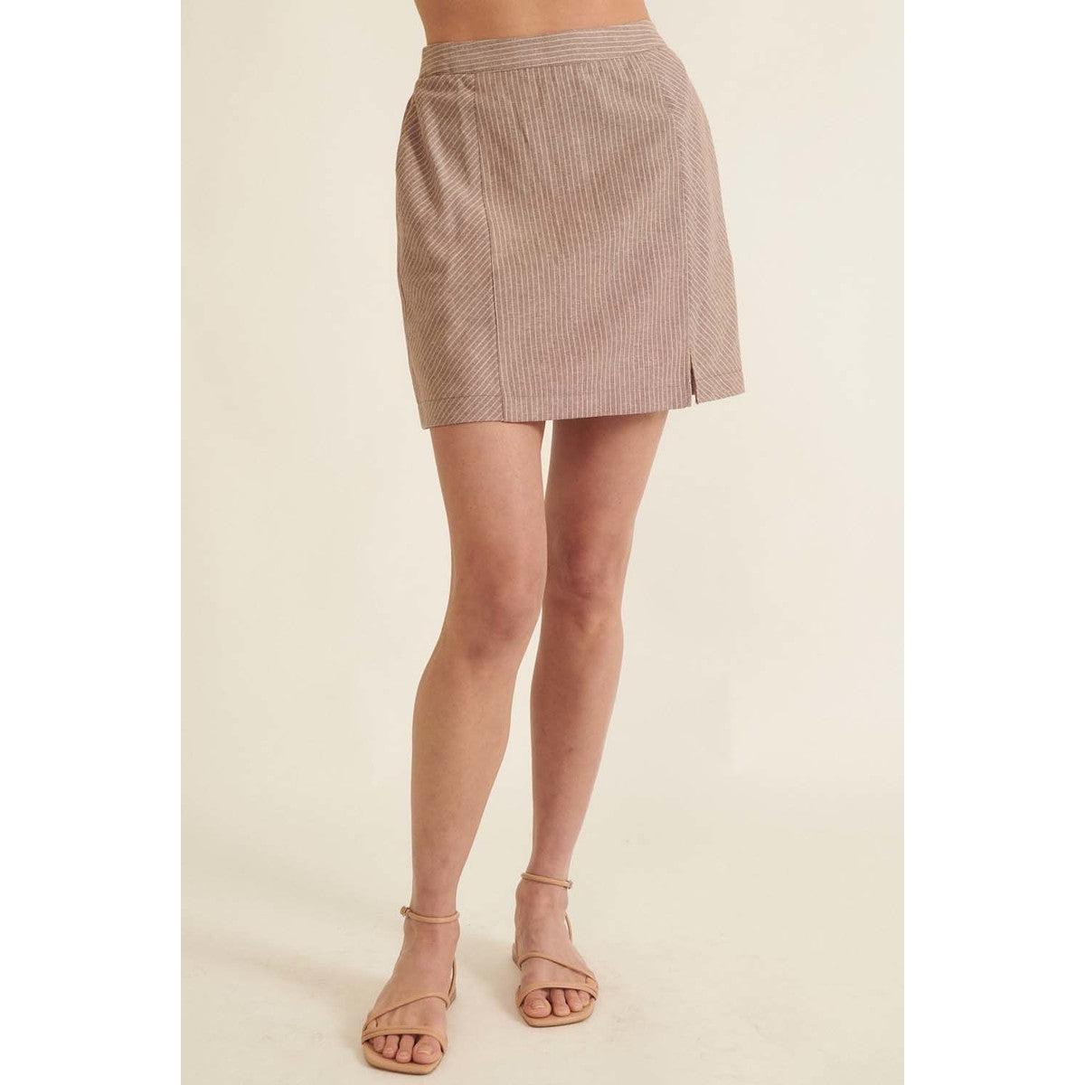 Banded Front Waist Pinstripe Mini Skirt-NXTLVLNYC