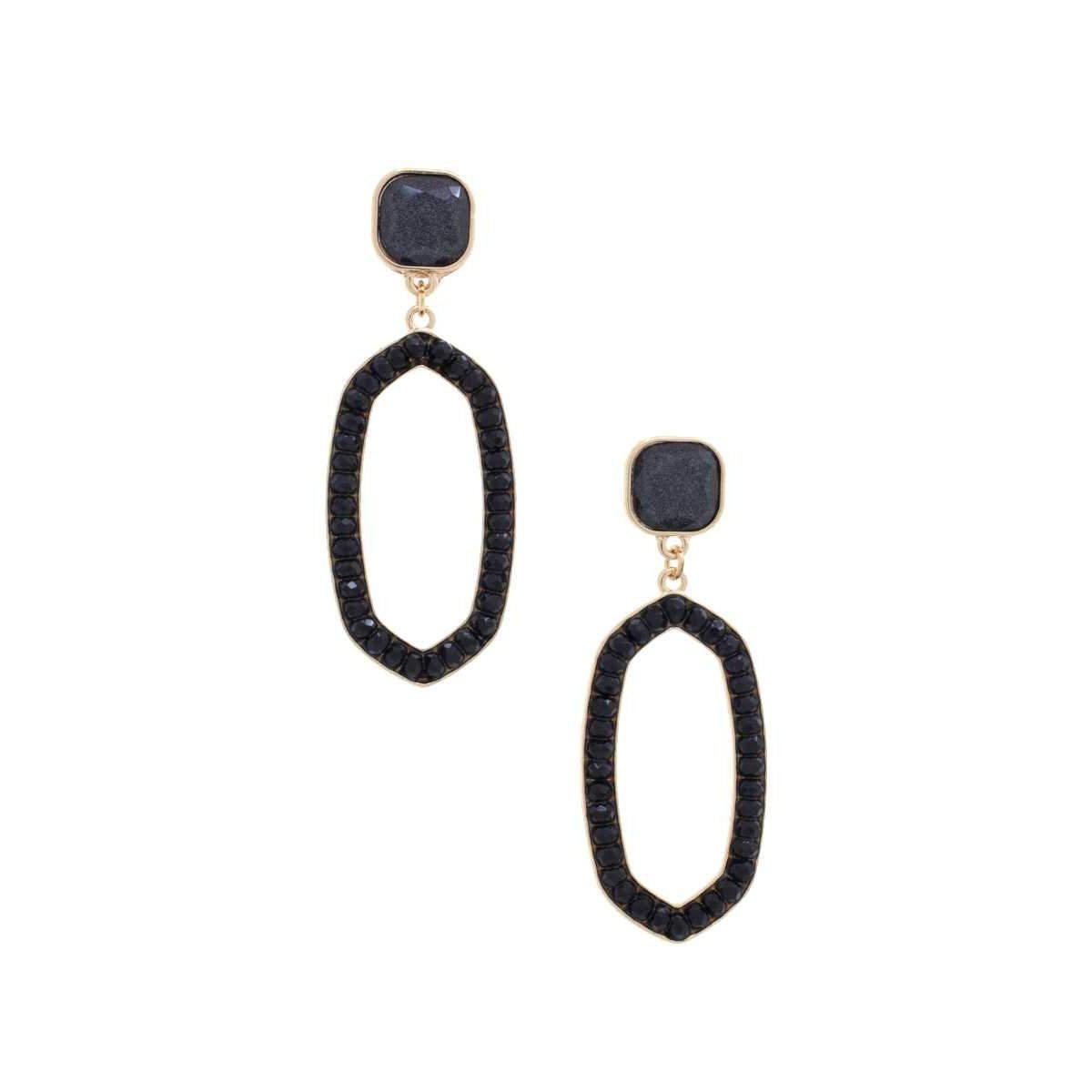 Beaded Oval Post Drop Earring-Accessories Earrings-NXTLVLNYC