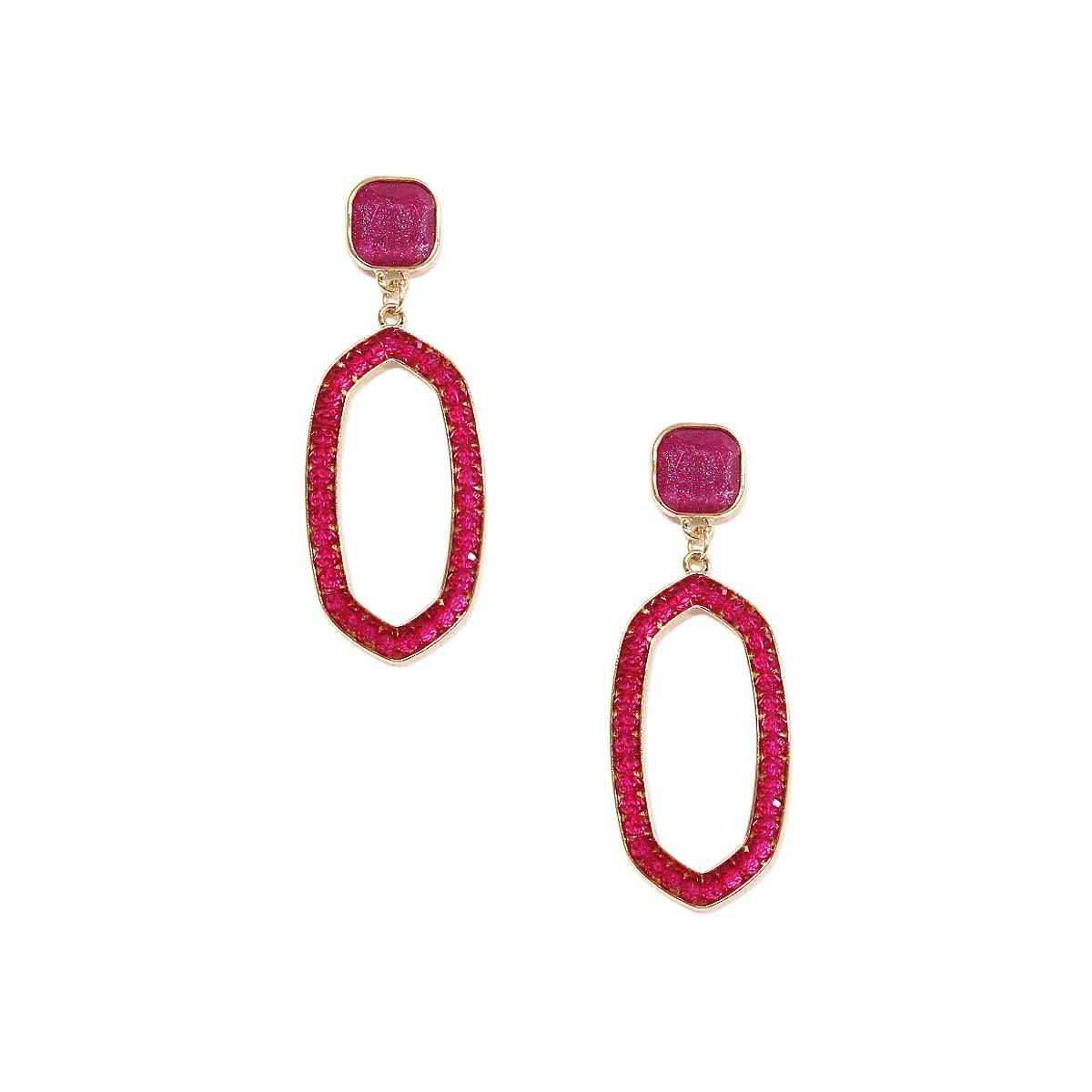 Beaded Oval Post Drop Earring-Accessories Earrings-NXTLVLNYC