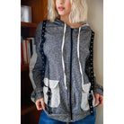 Belt & Reversed Details Zip-up Hooded Sweater-NXTLVLNYC