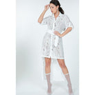 Belted Hi Low Placket Lace Shirt Dress-Women - Apparel - Dresses - Casual-NXTLVLNYC