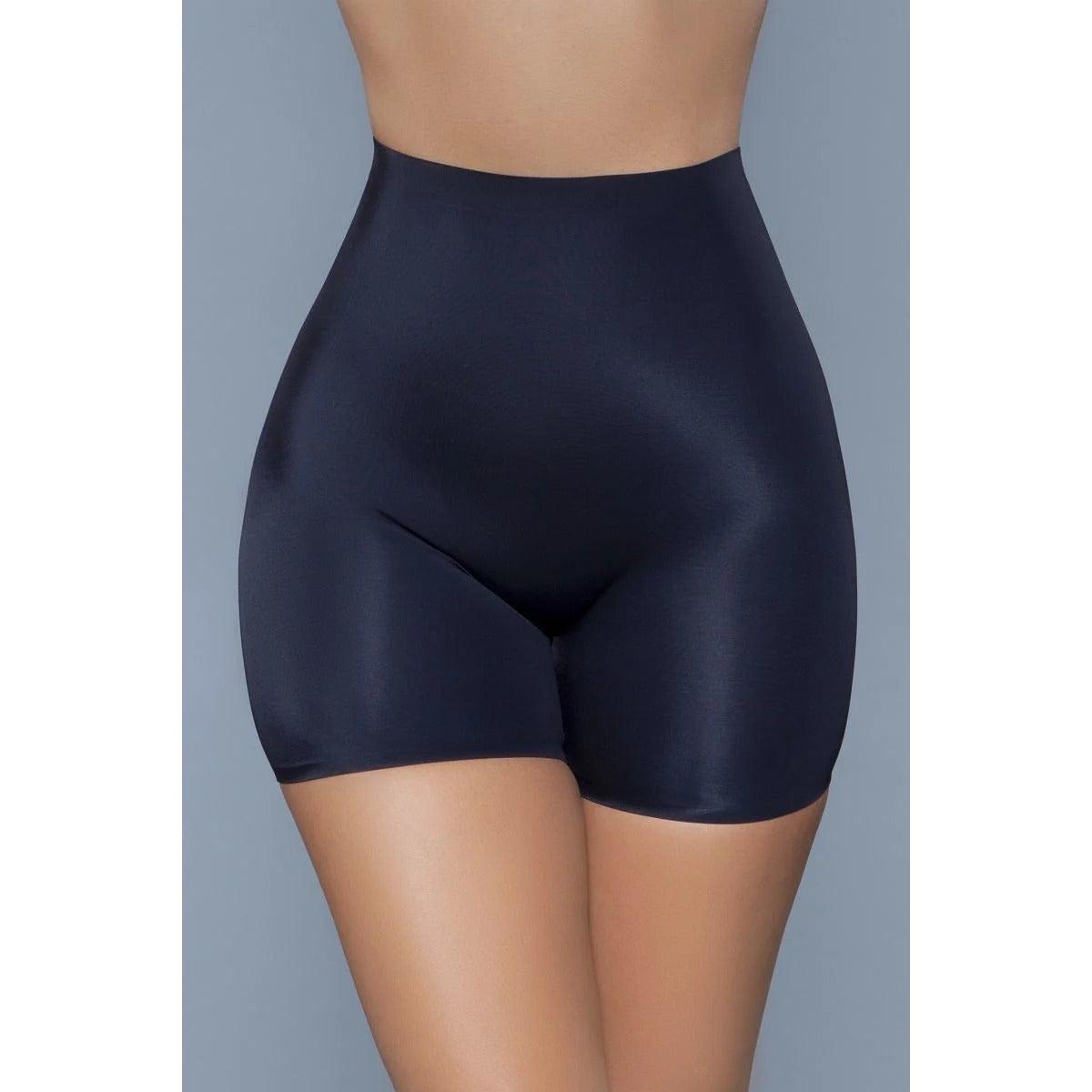 Black Seamless Mid-waist And Anti-chafing Slip Shorts-Underwear-NXTLVLNYC