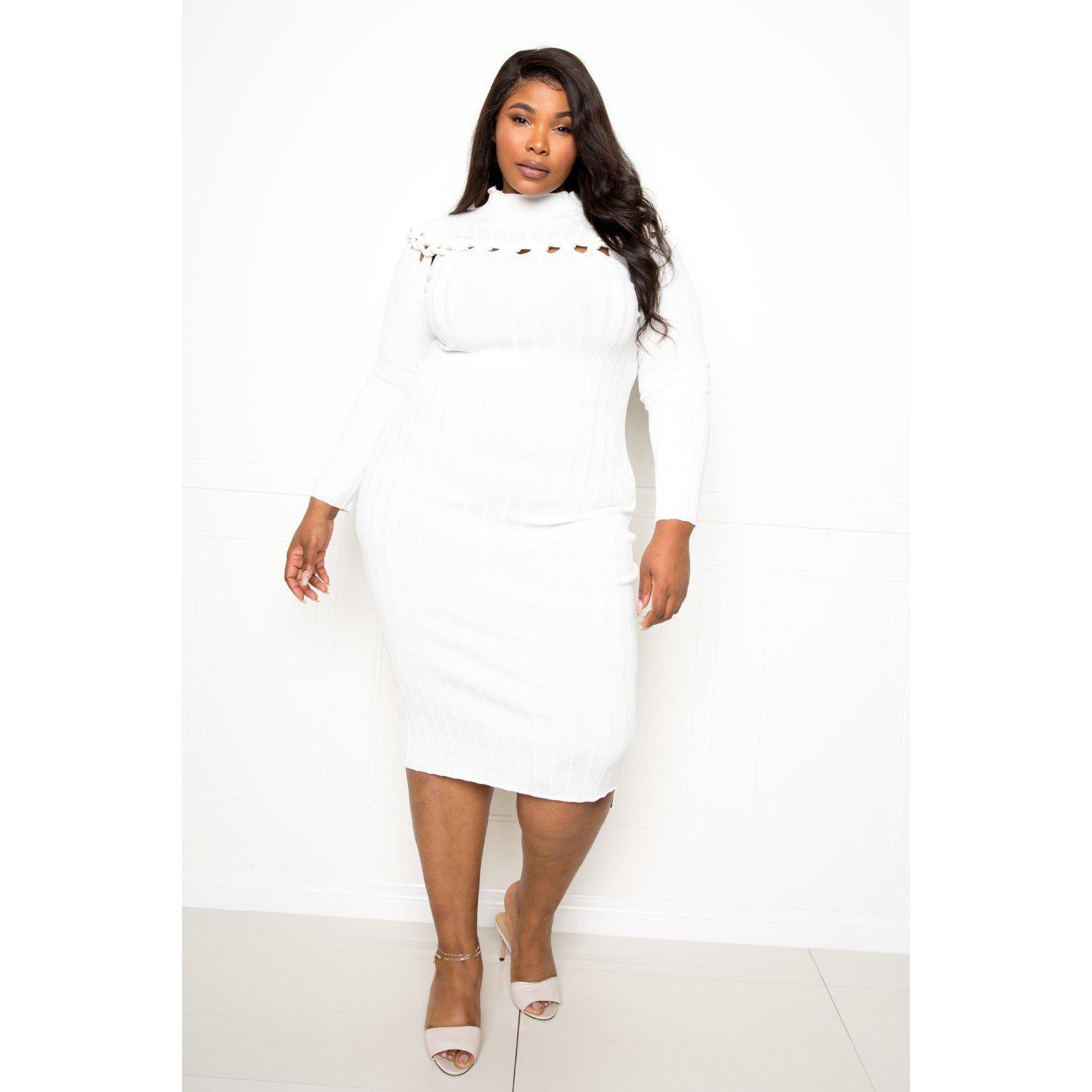 Bodycon Sweater Dress With Knot Detail-NXTLVLNYC