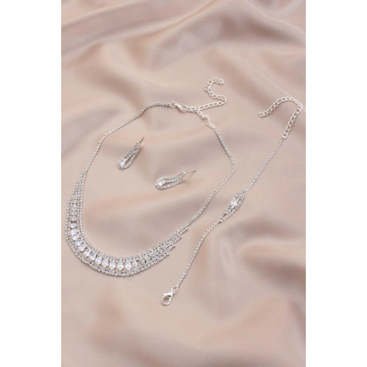 Bridal Rhinestone Bracelet Necklace Set-Jewelry Sets-NXTLVLNYC