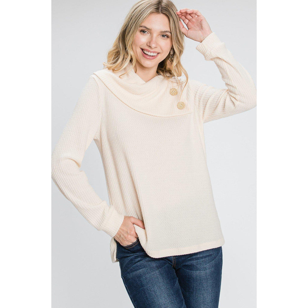 Buttoned Flap Mock Sweater-Clothing Sweaters-NXTLVLNYC