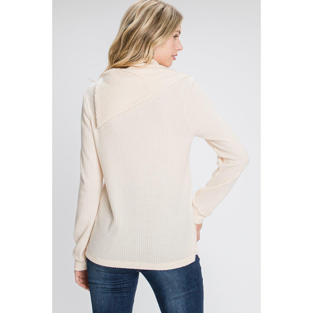 Buttoned Flap Mock Sweater-Clothing Sweaters-NXTLVLNYC