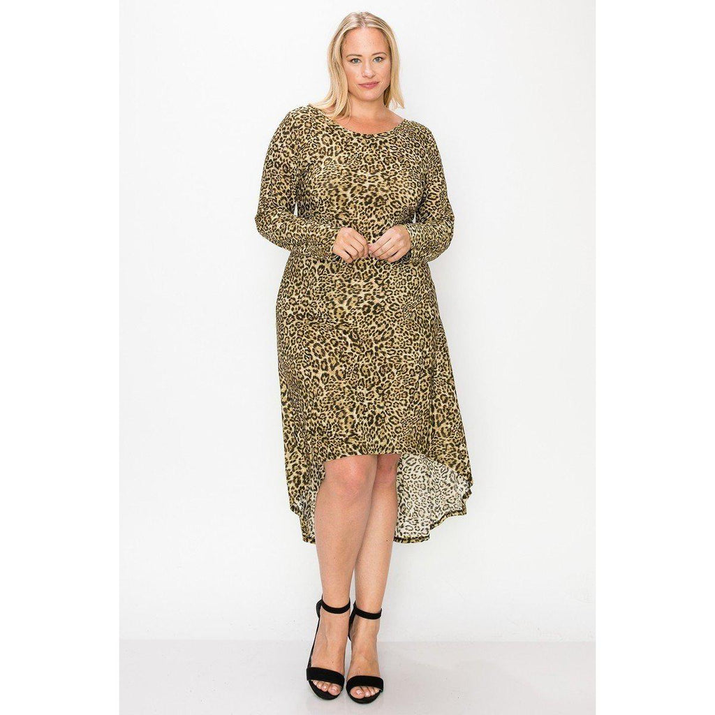 Cheetah Print Dress Featuring A Round Neck-Dresses-NXTLVLNYC