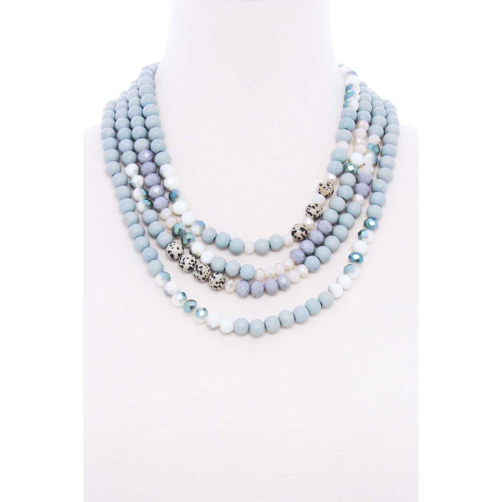Chunky 4 Layered Bead Multi Necklace-Necklaces-NXTLVLNYC