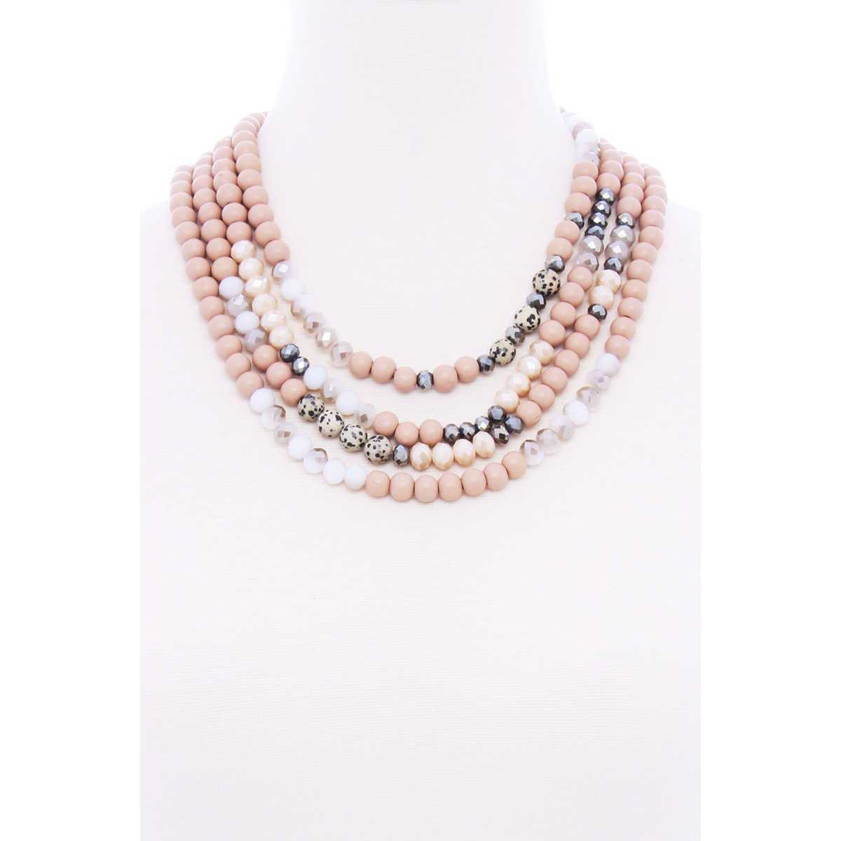 Chunky 4 Layered Bead Multi Necklace-Necklaces-NXTLVLNYC