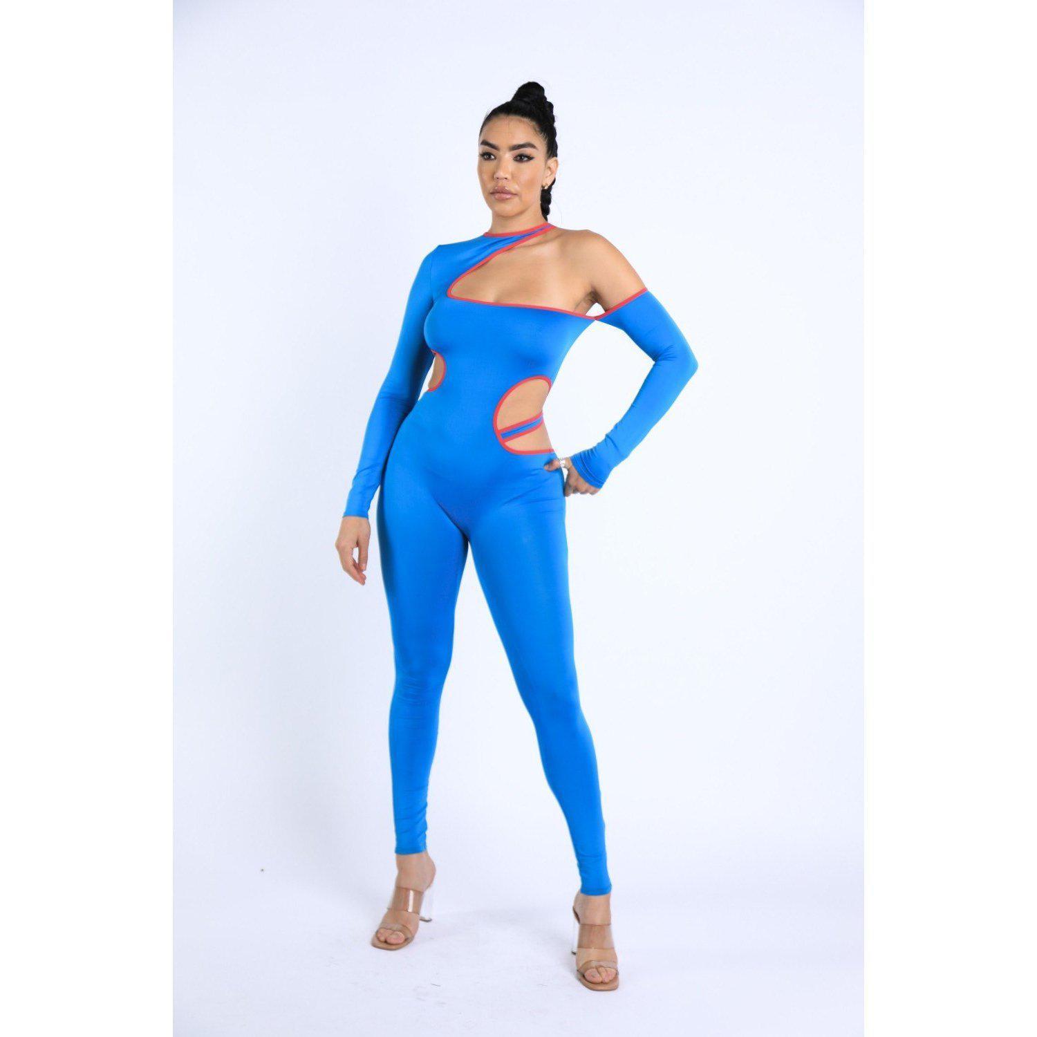Color Binding Detailed Cutout Jumpsuit-Jumpsuits & Rompers-NXTLVLNYC