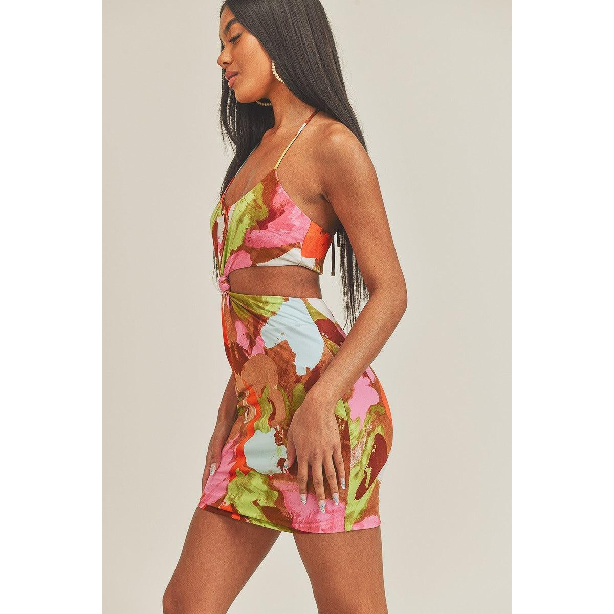 Cut Out Tie Back Halter Dress-NXTLVLNYC