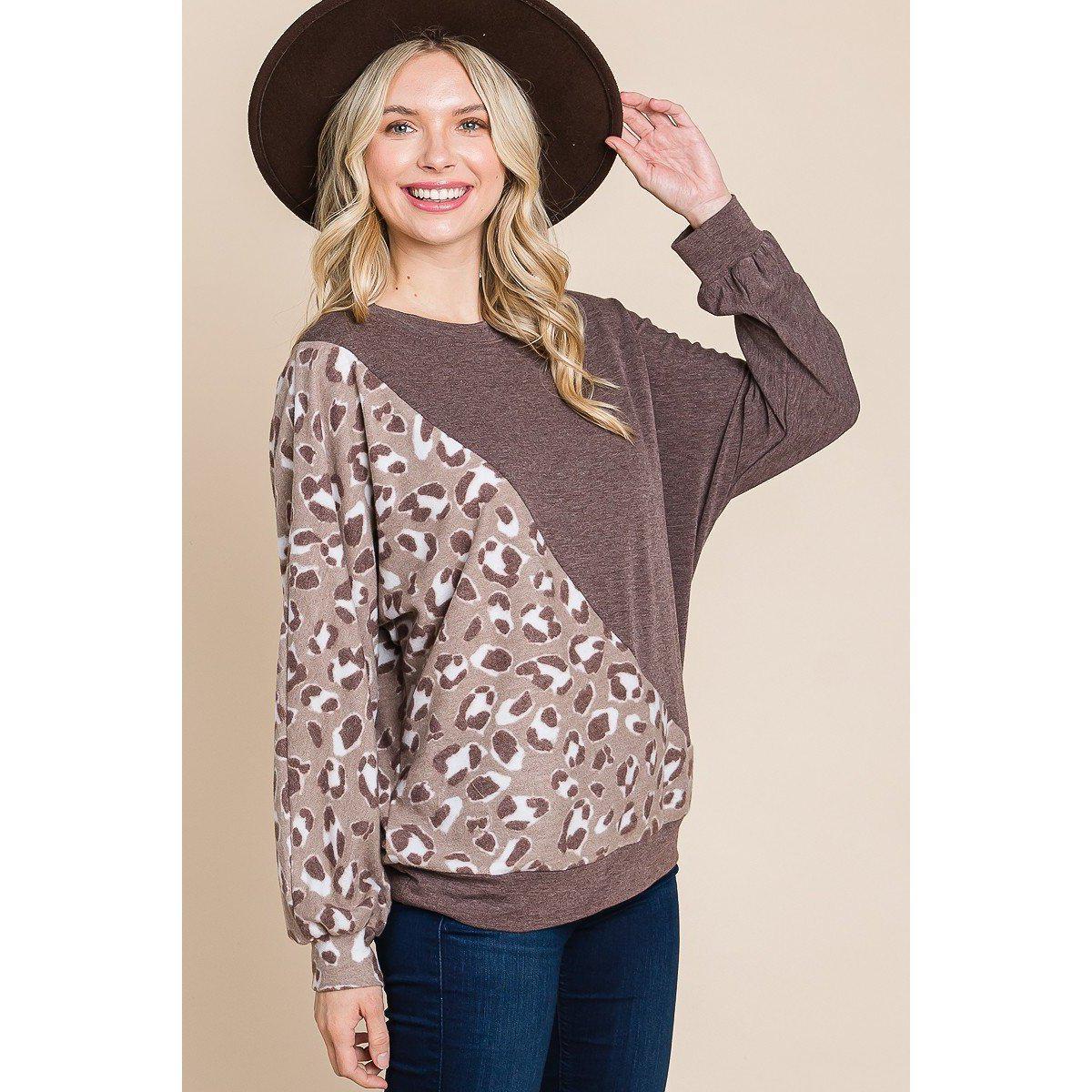 Cute Animal French Terry Brush Contrast Print Pullover With Cuff Detail-NXTLVLNYC