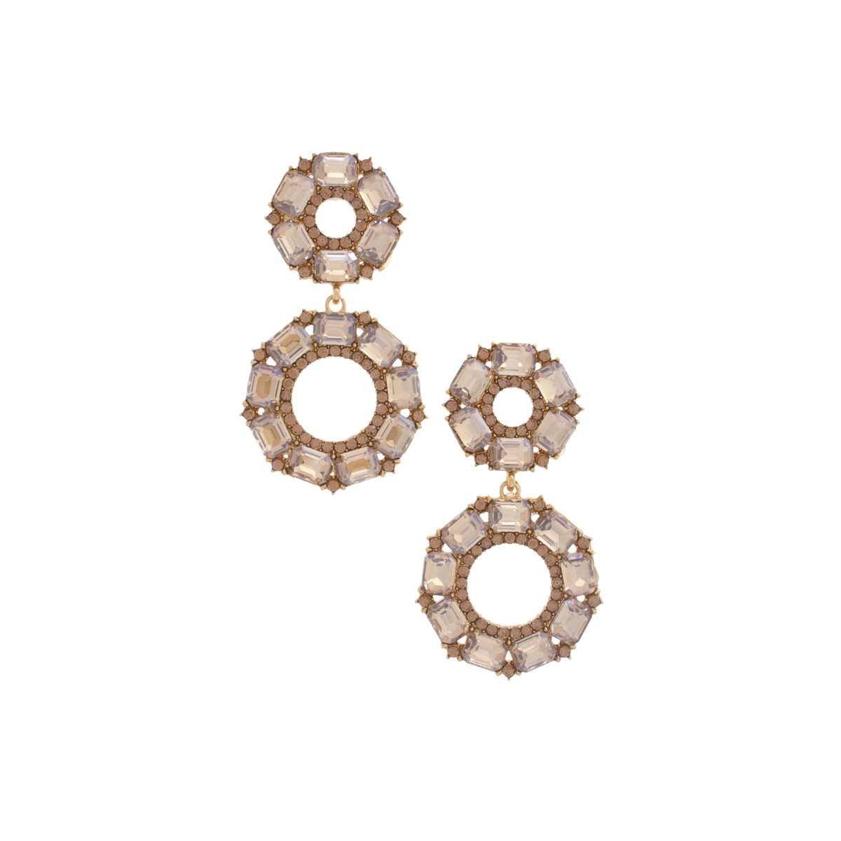 Double Circle Rhinestone Earring-Earrings-NXTLVLNYC