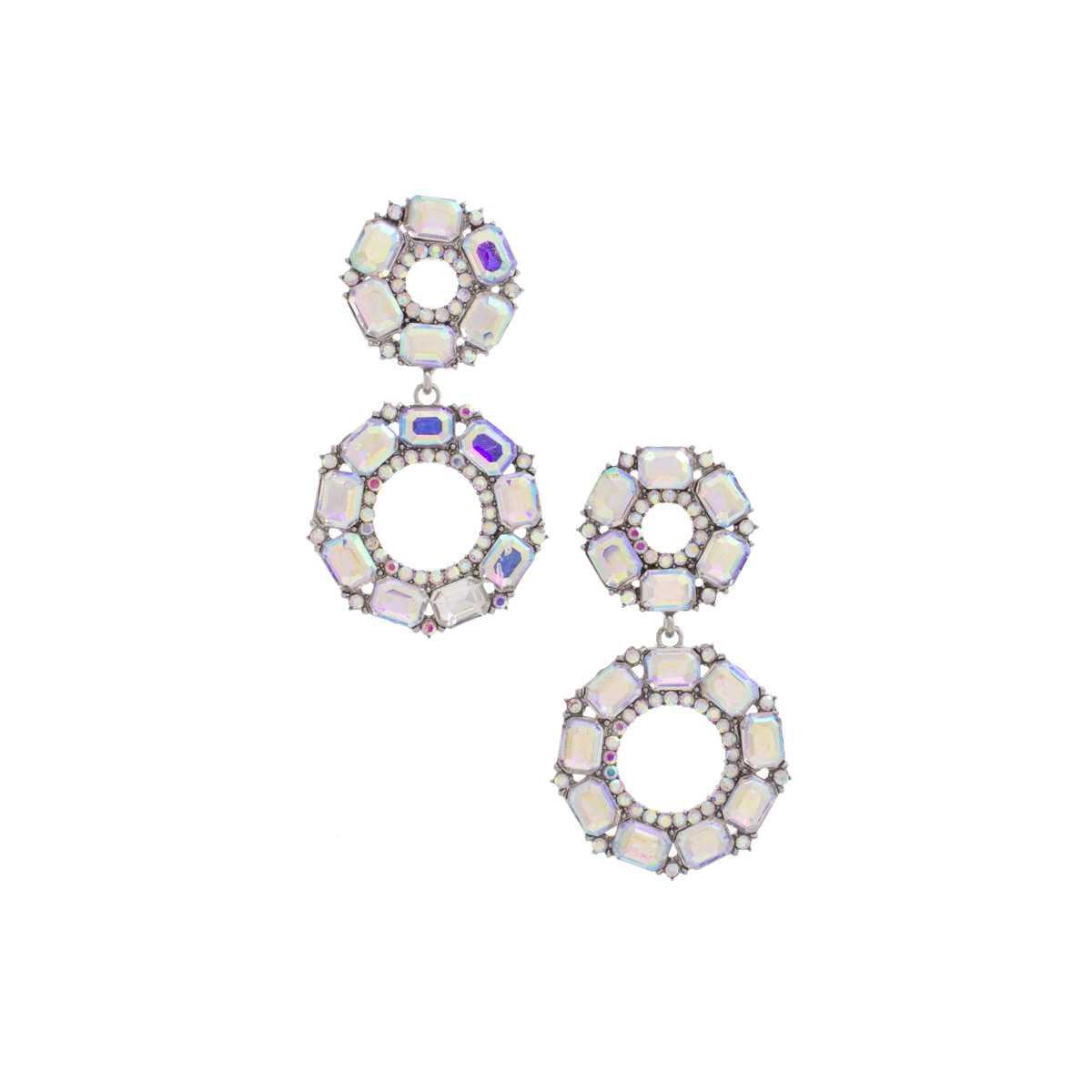 Double Circle Rhinestone Earring-Earrings-NXTLVLNYC