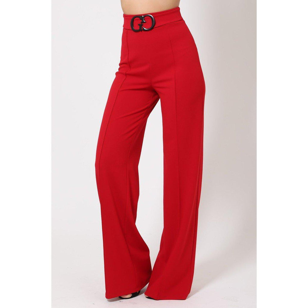 Double Reverse G Buckle Detail Pants-Women's Fashion - Women's Clothing - Bottoms - Pants & Capris-NXTLVLNYC