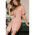 Drop Shoulder With Waist Tie Belted Dress-Clothing Dresses-NXTLVLNYC