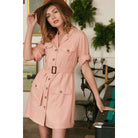 Drop Shoulder With Waist Tie Belted Dress-Clothing Dresses-NXTLVLNYC