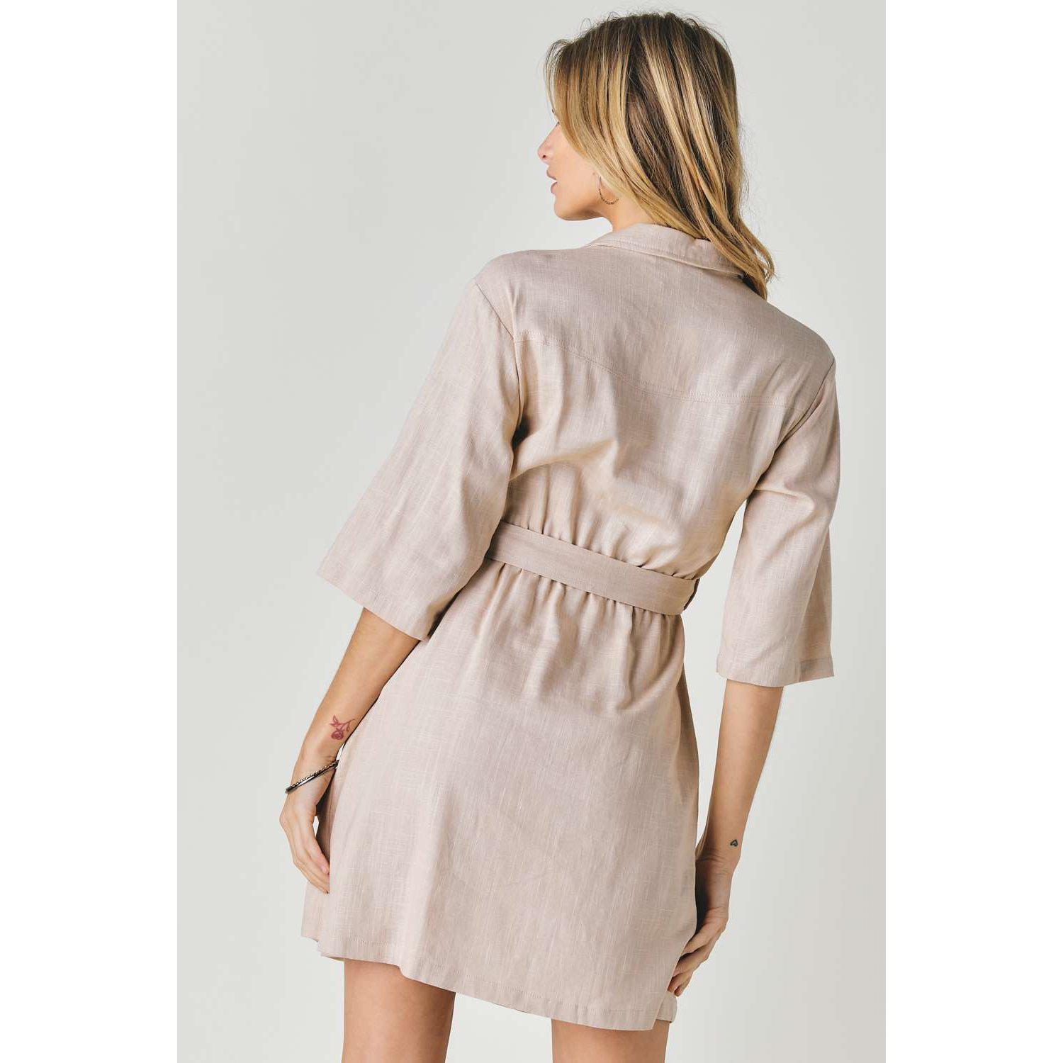 Drop Shoulder With Waist Tie Belted Dress-Dresses-NXTLVLNYC