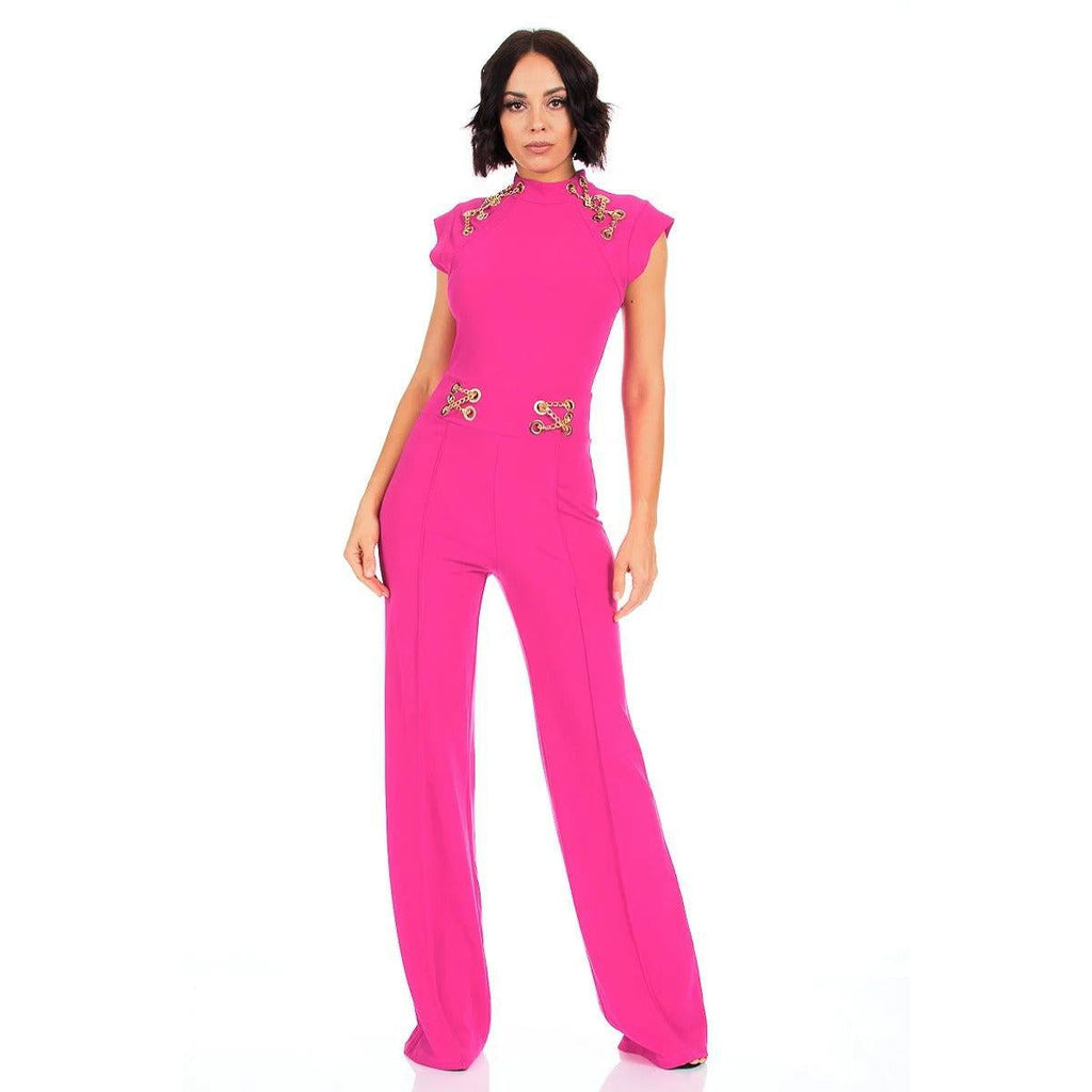 Eyelet With Chain Deatiled Fashion Jumpsuit-NXTLVLNYC