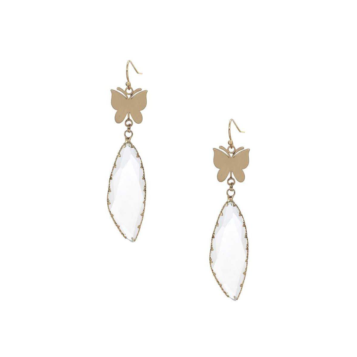 Fashion Butterfly Clear Stone Dangle Earring-NXTLVLNYC