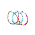 Fashion Wood Rubber Disc Bead Beach Letter Stretch Multi Bracelet-Accessories Bracelets-NXTLVLNYC