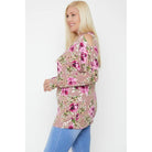 Flattering Cutout Details Floral Print Top-Clothing Tops-NXTLVLNYC