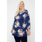 Floral, Bubble Sleeve Tunic-Clothing Tops-NXTLVLNYC