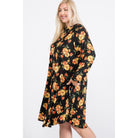 Floral Mock Neck Hidden Pocket Round Hem Midi Dress-Clothing Dresses-NXTLVLNYC