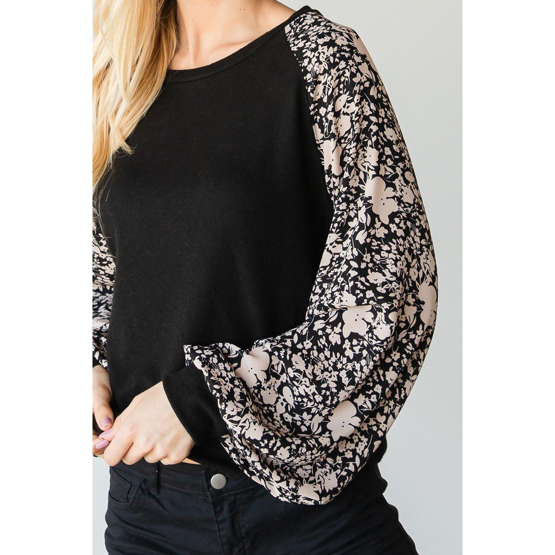 Floral Print Bubble Longsleeve Top-NXTLVLNYC