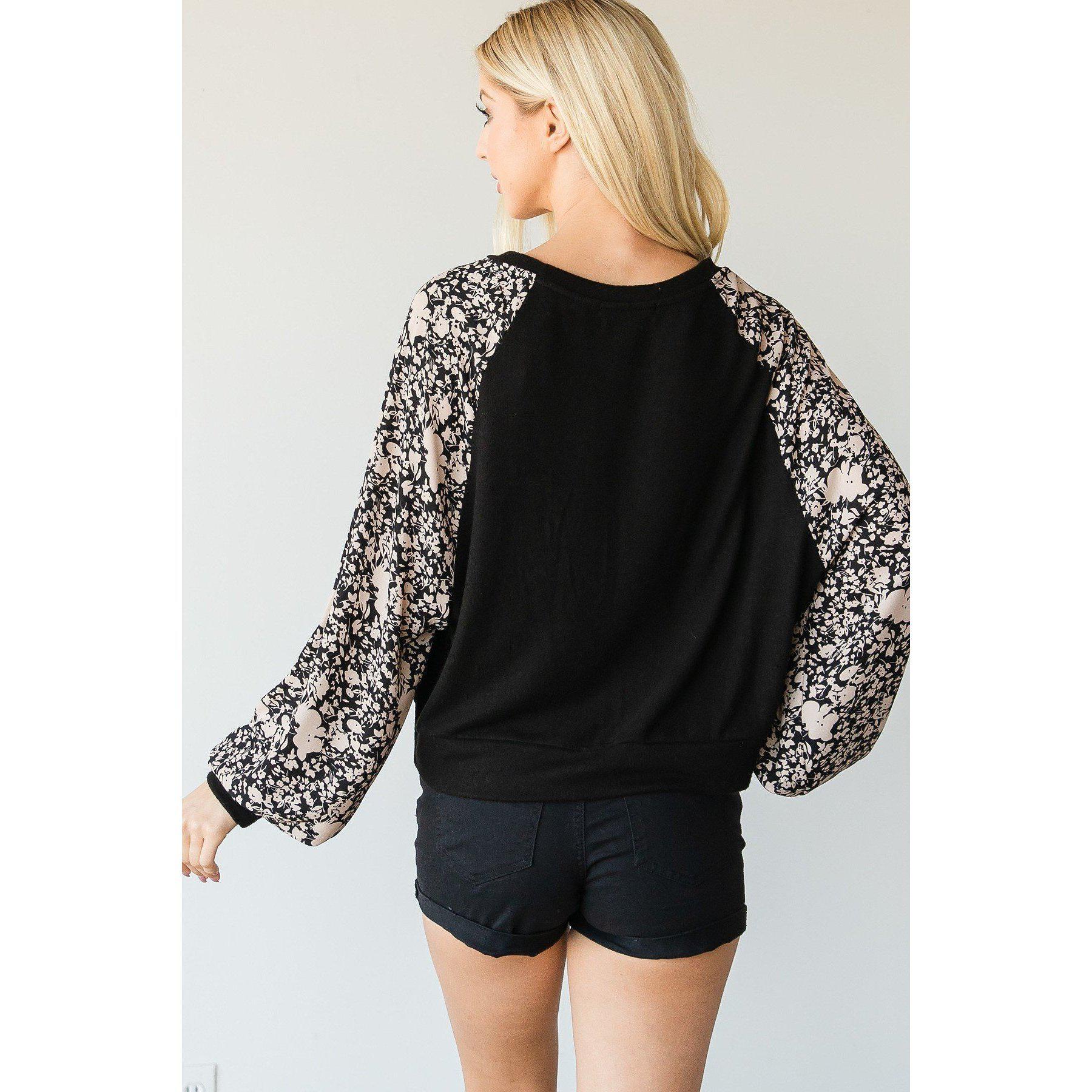 Floral Print Bubble Longsleeve Top-NXTLVLNYC